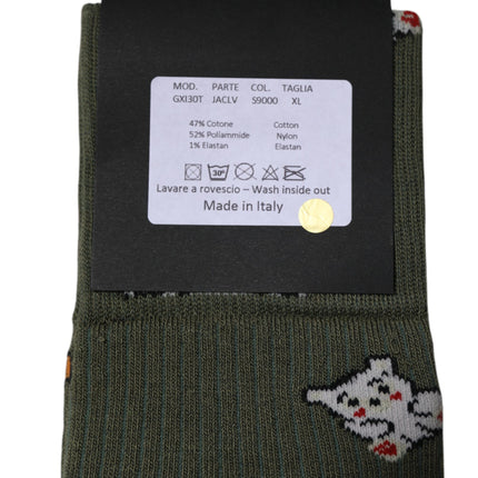 Dolce & Gabbana Green Nylon DG Bear Printed Mid Calf Socks