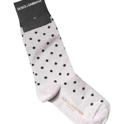 Dolce & Gabbana Gray Viscose Stretch Dotted Socks