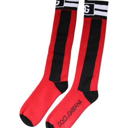 Dolce & Gabbana Red Cotton Stretch Printed Socks