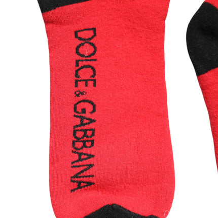 Dolce & Gabbana Red Cotton Stretch Printed Socks