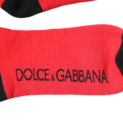 Dolce & Gabbana Red Cotton Stretch Printed Socks