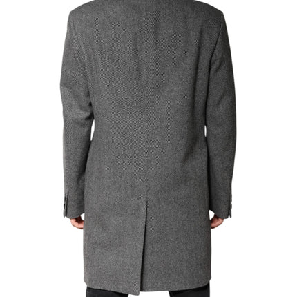 Dolce & Gabbana Gray Wool Single Breasted Trench Coat Jacket