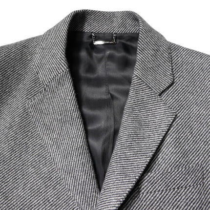 Dolce & Gabbana Gray Wool Single Breasted Trench Coat Jacket