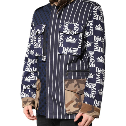 Dolce & Gabbana Multicolor Cotton Logo Patchwork Coat Jacket