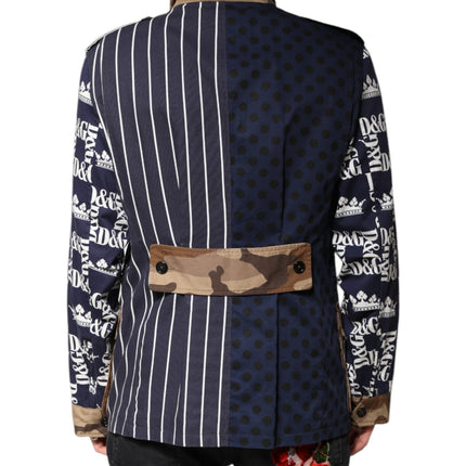Dolce & Gabbana Multicolor Cotton Logo Patchwork Coat Jacket