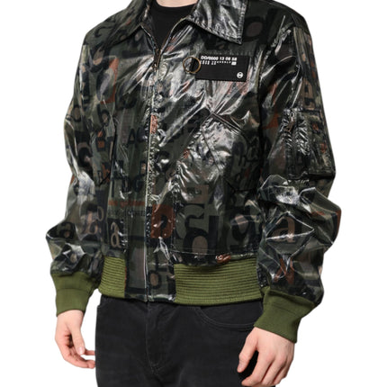 Dolce & Gabbana Green DG Logo Print Bomber Full Zip Jacket