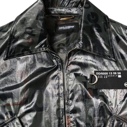 Dolce & Gabbana Green DG Logo Print Bomber Full Zip Jacket