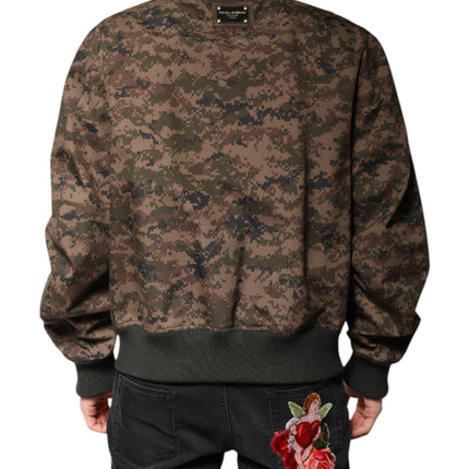Dolce & Gabbana Brown Camouflage Bomber Full Zip Jacket