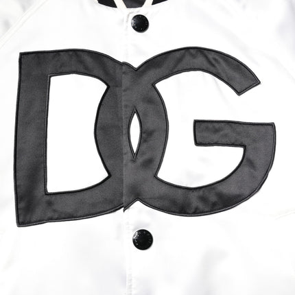 Dolce & Gabbana White DG Logo Polyester Jersey Bomber Jacket
