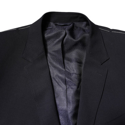 Dolce & Gabbana Dark Blue Wool Single Breasted Coat Blazer