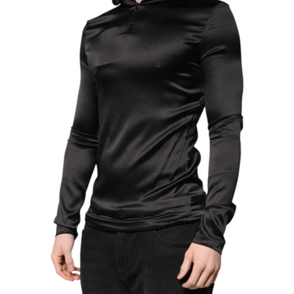 Dolce & Gabbana Black Silk Turtleneck Men Pullover Sweater