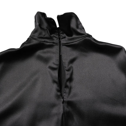 Dolce & Gabbana Black Silk Turtleneck Men Pullover Sweater