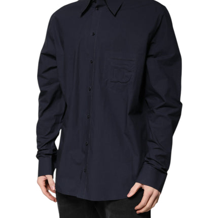 Dolce & Gabbana Dark Blue Cotton Long Sleeve Shirt