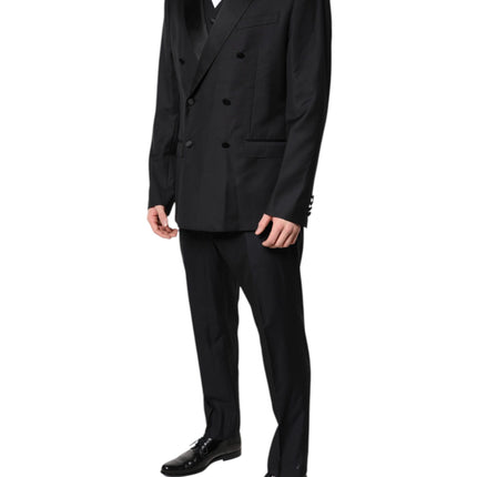 Dolce & Gabbana Black Double Breasted Formal 3 Piece Suit