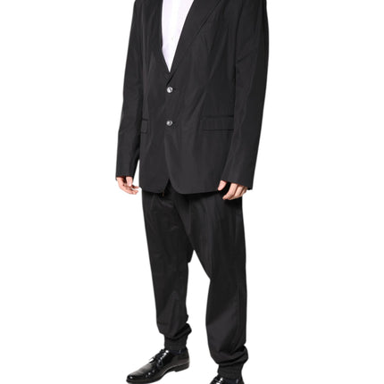 Dolce & Gabbana Black Cotton Single Breasted 2 Piece Suit