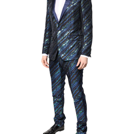 Dolce & Gabbana Multicolor Polyester Jacquard 2 Piece Suit