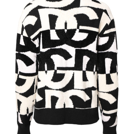 Dolce & Gabbana White Black Logo Print Women Pullover Sweater