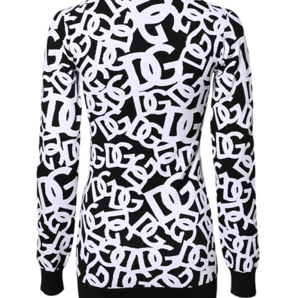 Dolce & Gabbana Black White Logo Print Women Pullover Sweater
