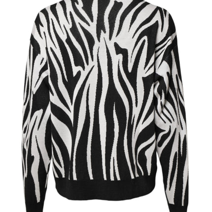 Dolce & Gabbana Black White Print Women Pullover Sweater