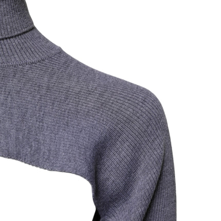 Dolce & Gabbana Gray Wool Knit Turtleneck Cropped Top Sweater