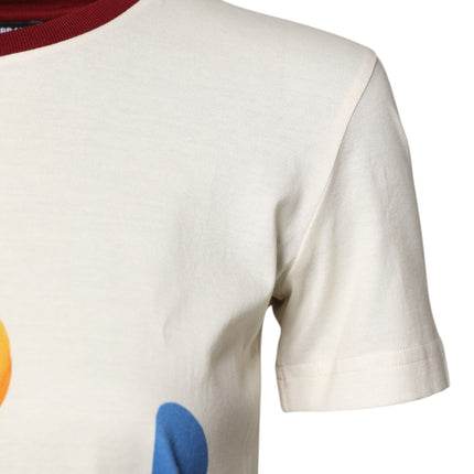 Dolce & Gabbana White Cotton Print Short Sleeves Top T-shirt