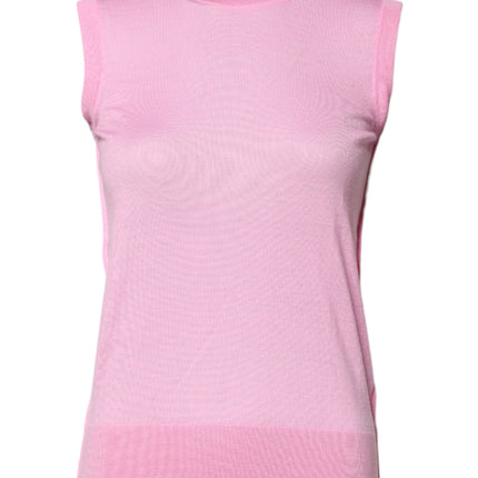 Dolce & Gabbana Pink Cashmere Round Neck Sleeveless Tank Top