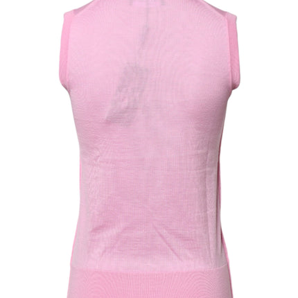 Dolce & Gabbana Pink Cashmere Round Neck Sleeveless Tank Top