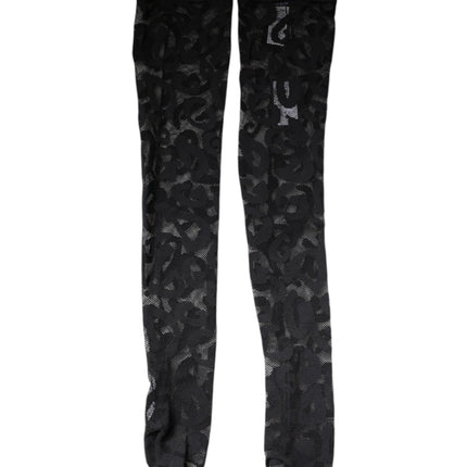 Dolce & Gabbana Black Floral Lace Cotton Stretch Stockings Socks