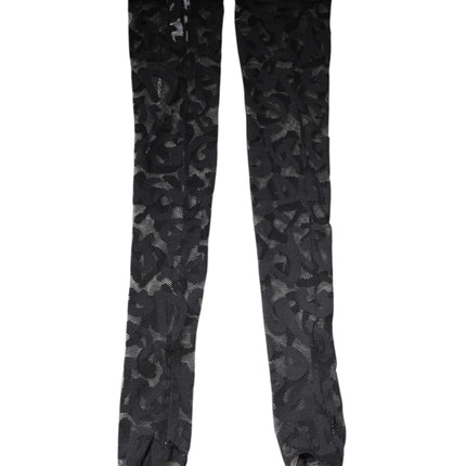 Dolce & Gabbana Black Floral Lace Cotton Stretch Stockings Socks