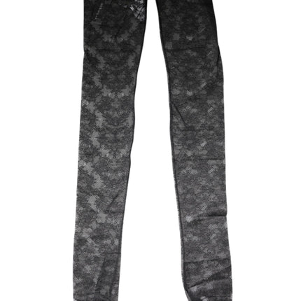 Dolce & Gabbana Black Floral Lace Cotton Stretch Stockings Socks