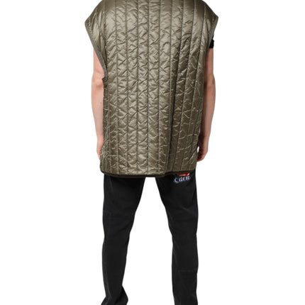 Dolce & Gabbana Brown Logo Plaque Quilted Vest Jacket
