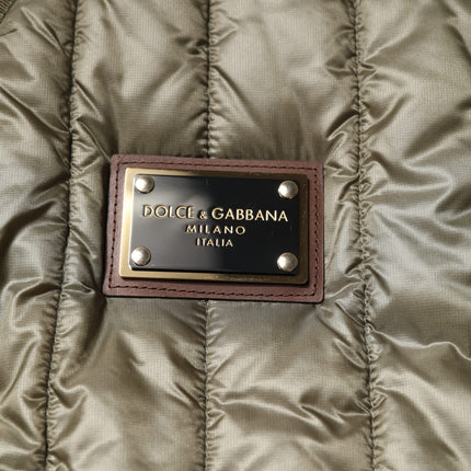 Dolce & Gabbana Brown Logo Plaque Quilted Vest Jacket