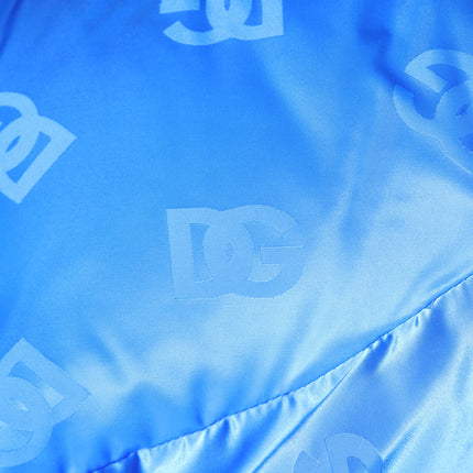 Dolce & Gabbana Blue Logo Full Zip Hooded Quilted Jacket