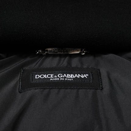 Dolce & Gabbana Blue Logo Full Zip Hooded Quilted Jacket