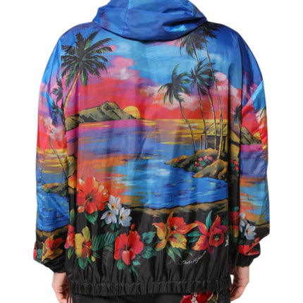 Dolce & Gabbana Multicolor Print Hooded Windbreaker Jacket