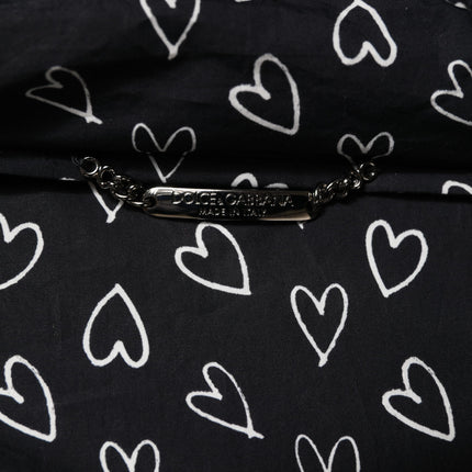 Dolce & Gabbana Black Heart Print Hooded Windbreaker Jacket