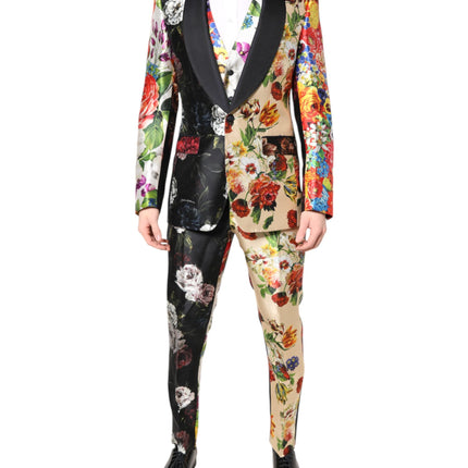Dolce & Gabbana Multicolor Floral SICILIA Silk 3 Piece Suit