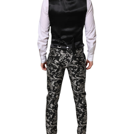 Dolce & Gabbana Black Gray MARTINI Jacquard Men 3 Piece Suit