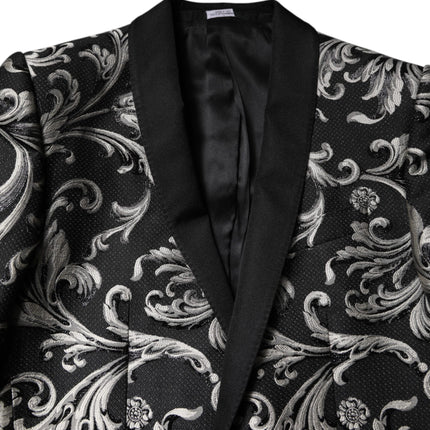 Dolce & Gabbana Black Gray MARTINI Jacquard Men 3 Piece Suit
