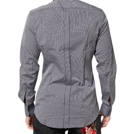 Dolce & Gabbana Black White Striped GOLD Formal Dress Shirt