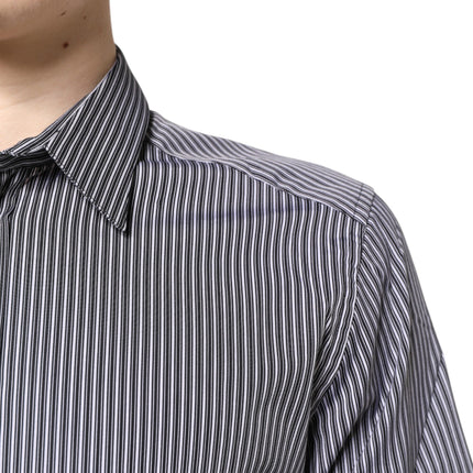 Dolce & Gabbana Black White Striped GOLD Formal Dress Shirt