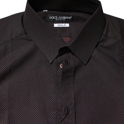 Dolce & Gabbana Maroon Jacquard Cotton GOLD Men Dress Shirt