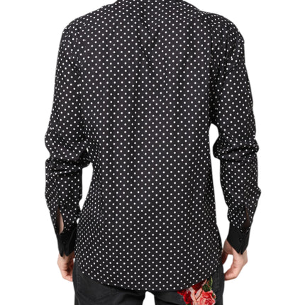 Dolce & Gabbana Black Polka Dot Cotton Formal Dress Shirt