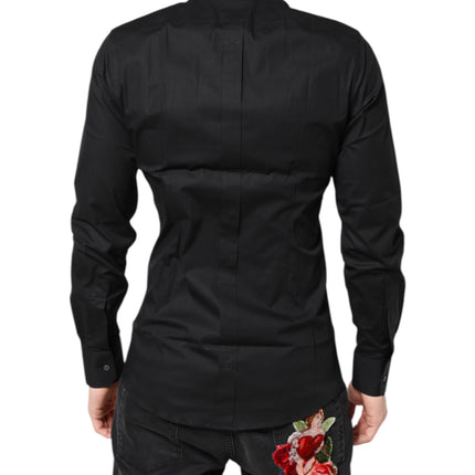 Dolce & Gabbana Black GOLD Cotton Long Sleeves Dress Shirt