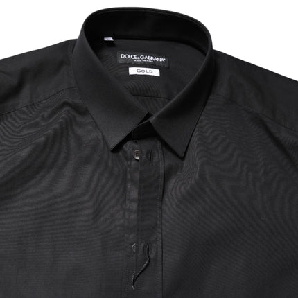 Dolce & Gabbana Black GOLD Cotton Long Sleeves Dress Shirt