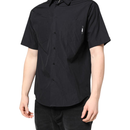 MSGM Black Printed Short Sleeves Collared Men Casual Shirt