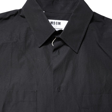 MSGM Black Printed Short Sleeves Collared Men Casual Shirt