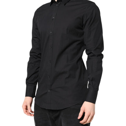 Dolce & Gabbana Black GOLD Cotton Dress Formal Shirt