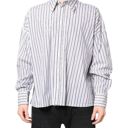 Dolce & Gabbana White Black Stripe Button Down Casual Shirt