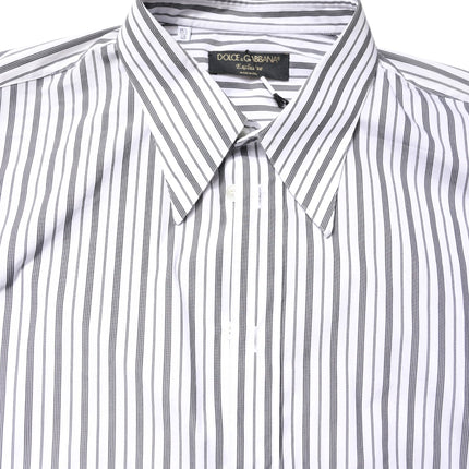 Dolce & Gabbana White Black Stripe Button Down Casual Shirt